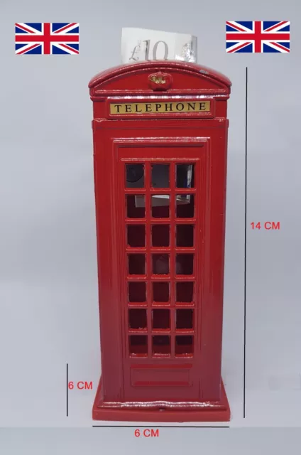 Strong Telephone Booth Souvenir Piggy Bank Money Box Metal London UK Red Colour