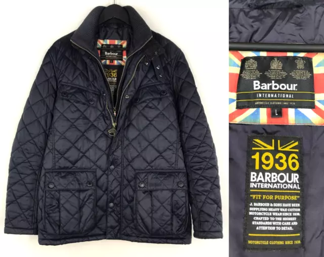 Men's Barbour International Windshield Quilt Jacket Black Quilted Jacket Size L