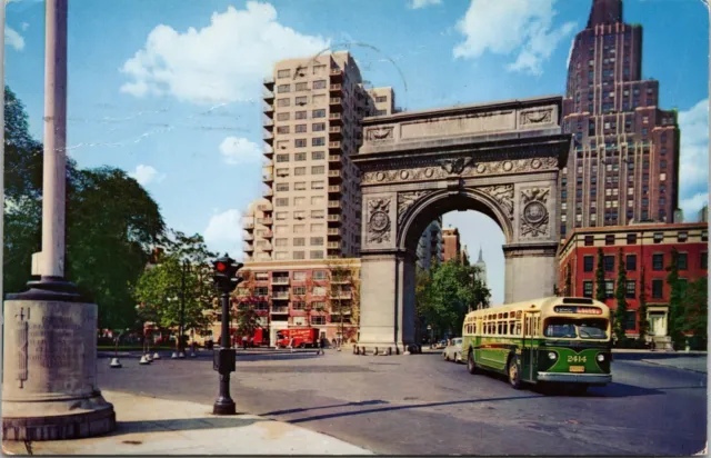 Postcard Manhattan New York Greenwich Village & Washington Arch Posted 1963