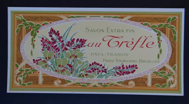 Etiquette savon PAUL TRANNOY n°636 Antique Perfume Soap Label French Trèfle Klee