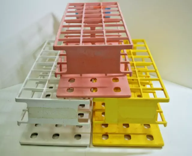 Lot of 3 Nalgene Test Tube Racks Various Sizes and Colors - 30mm