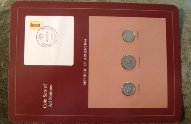 Coin Sets of All Nations Argentina 3 coin  10, 5, 1 Australs 1989 UNC