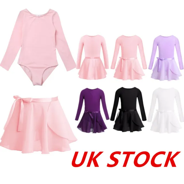 UK Girls Ballet Dance Dress Leotard+Tutu Skirt Outfit Kids Ballerina Dancewear