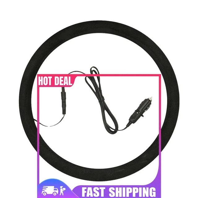 Heated Steering Wheel Cover Winter Hand Warmer Car Wheel Protector (Black)