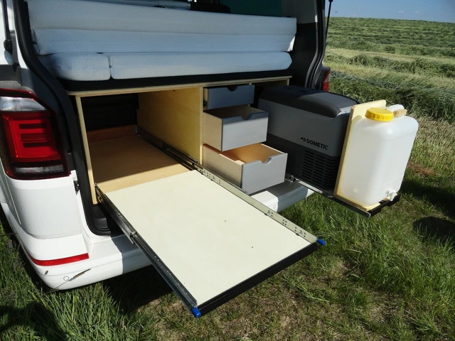 VW T6 California Beach Camping Expansion Build Plan – Heavy Duty Pull-Out System, Step-by-Step Construction Guide (German)