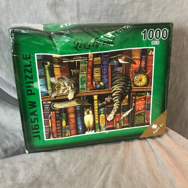 Lovely Cat on Bookshelf Design Jigsaw  Puzzle 1000 Pieces