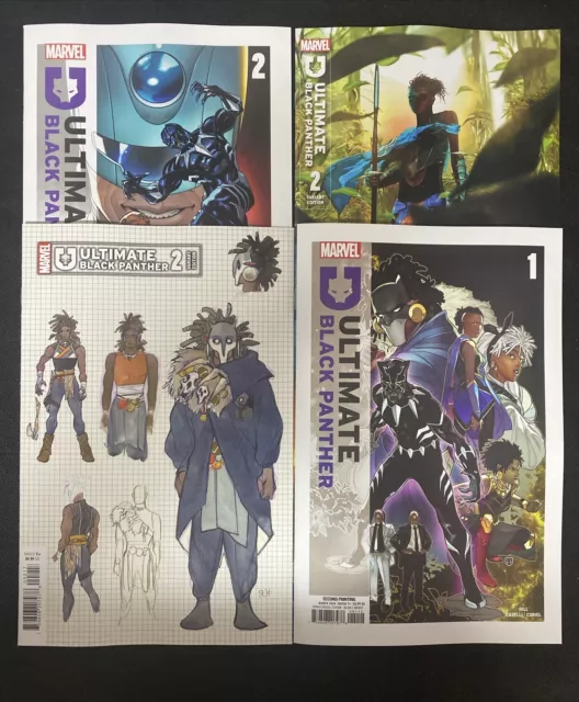 ULTIMATE BLACK PANTHER #1 2nd print & #2 Cover A & Bosslogic & 1:10 Ratio * NM