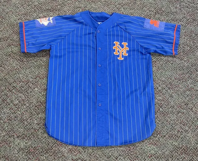 vintage starter new york mets pinstripe mlb baseball jersey size XL blue rare