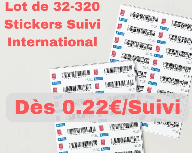 LOT DE 32 Stickers Export Suivi International Courrier et Petits Colis