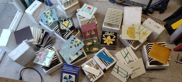 Fireplace Tiles ex showroom display job lot 130+ tiles Art Nouveau