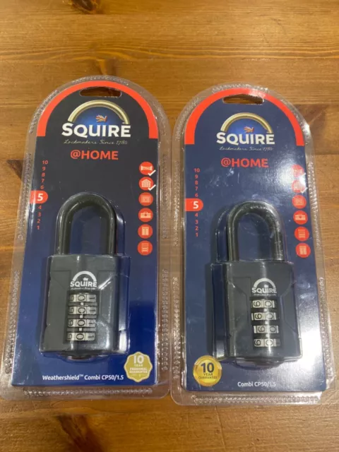 X2 Squire CP50/1.5 Combination padlock Long Shank Shackle Outside Outdoor Gates