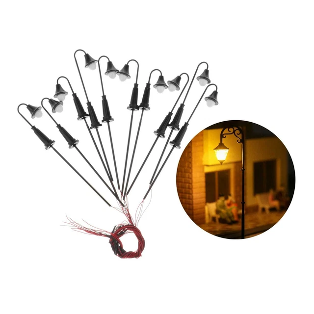 LAMPADAIRE BLANC CHAUD Lampadaire DEL échelle HO OO 10 Cm Métal EUR 19