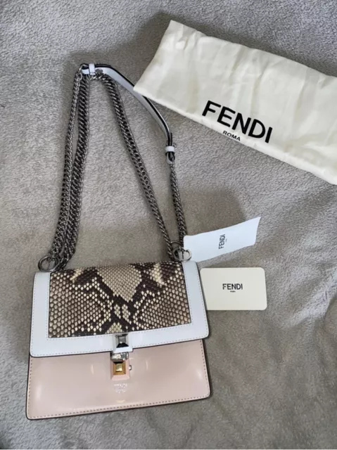 Authentic Fendi Kan I shoulder bag Baby Pink Python Skin Rrp £2300 New With Tags