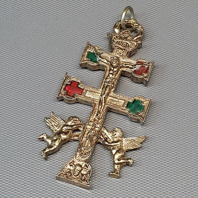GRANDE CROIX RELIQUAIRE pectorale ancienne 19eme Religious Medal EUR 60,00 - FR