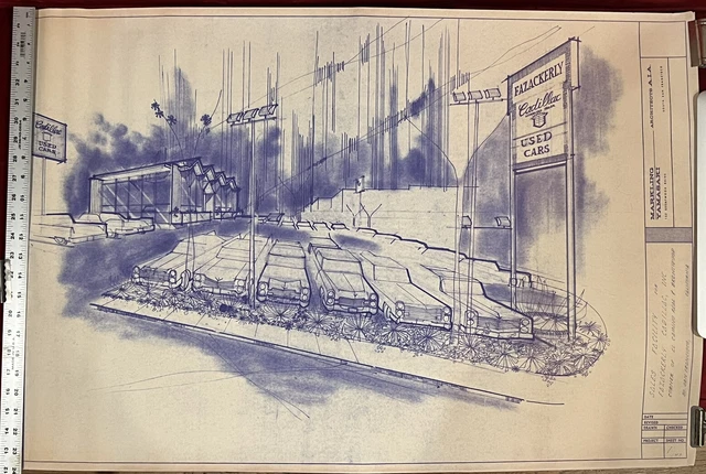 Vintage 1960’s Blueprints San Francisco Fazackerly Cadillac Car Dealership