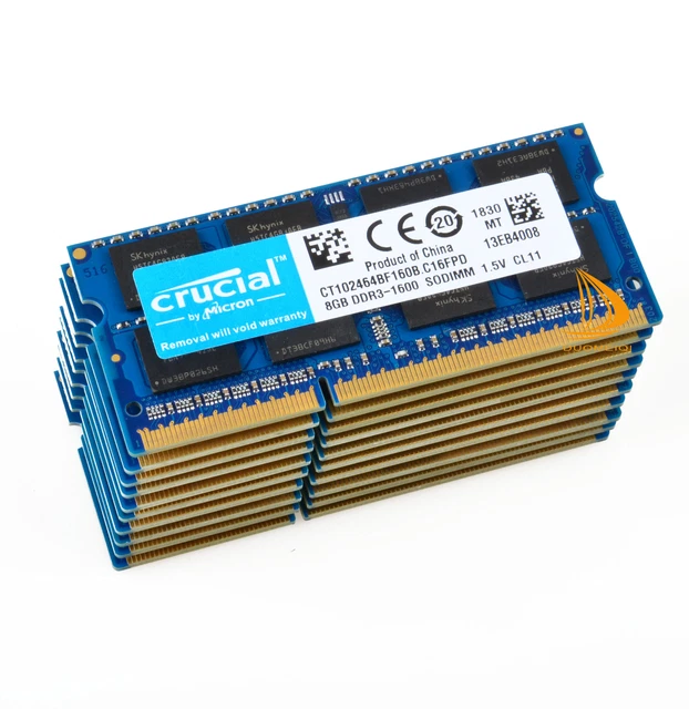 Kit Mémoire RAM Crucial 2x8 Go DDR3 1600MHz SODIMM - Pour Portable - 204 Broches - Ouvert Jamais Utilisé
