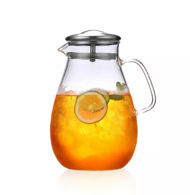 High Quality Tall Penguin Style Glass Teapot With Large Handle Water Jug 1900ml