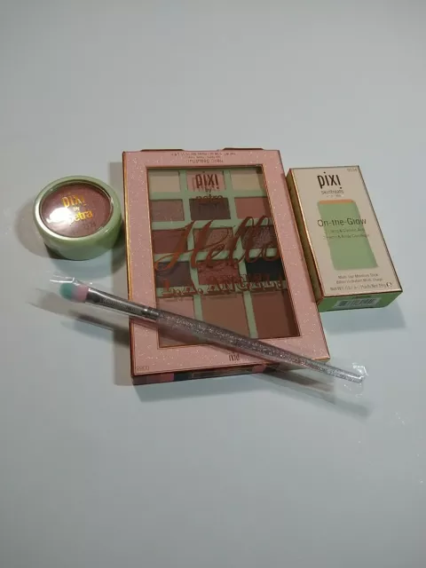 Pixie By Petra Hello Pallet & Pixi on-the-glow Moisture Stick Blush Makeup Lot Pixie By Petra Hello Pallet & Pixi on-the-glow Moisture Stick Blush Makeup Lot