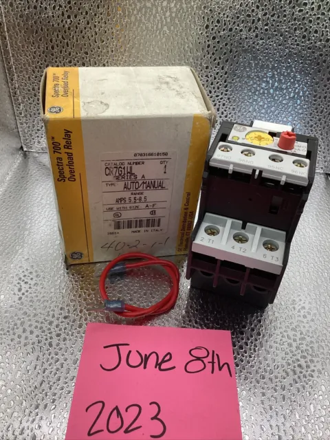GE CR7G1WL Ser A 5.5-8.5 Amp Spectra 700 OVERLOAD RELAY