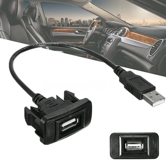 Câble USB Et AUX 3.5mm Encastré Pour Tableau De Bord Voiture - 103cm - Compatible Plupart Voitures - Noir - 5