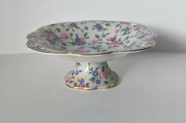 Royal Winton Grimwades Old Cottage Chintz Footed Candy Dish