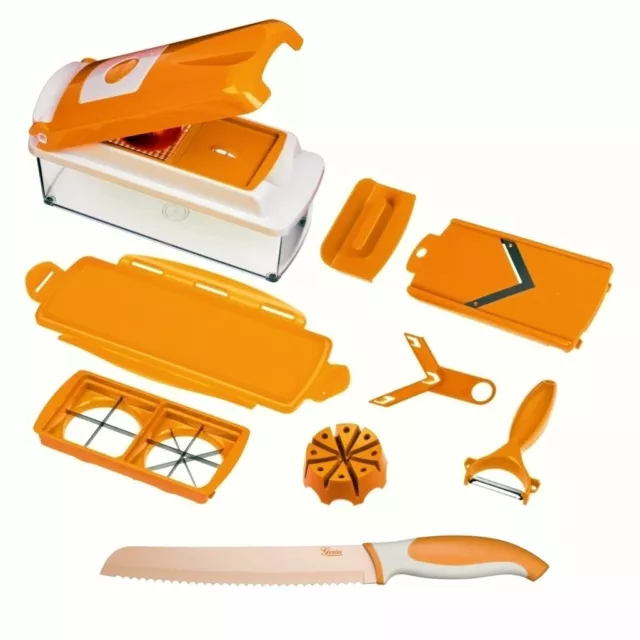 Genius -Nicer Dicer Plus Gemüseschneider "Orange" + Genius Brotmesser 12-tlg.