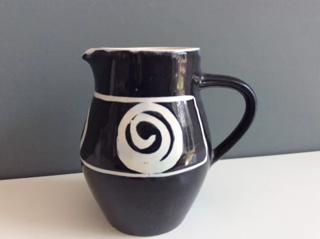 Brixham Pottery Milk or Cream Jug Abstract Swirl Design.