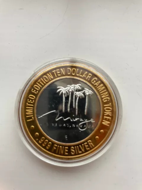 The Mirage Limited Edition Ten Dollar Casino Gaming Token .999 Fine Silver