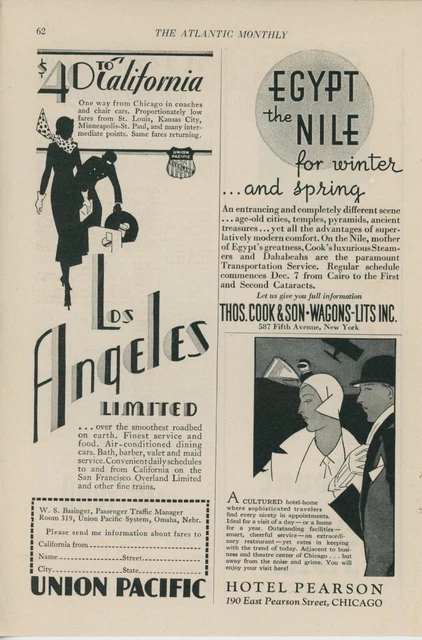 1932 Union Pacific Railroad Vintage Ad Los Angeles Limited Train Art Deco CA