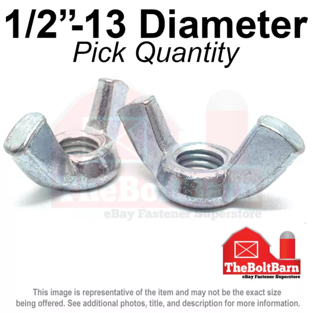 1/2"-13 Wing Nuts Zinc Plated COARSE Thread (Pick Quantity)