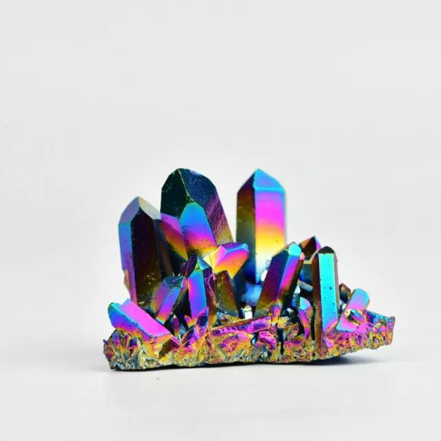 Natural Quartz Crystal Stone Rainbow Titanium Cluster Mineral Specimen Healing