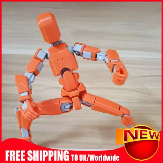 20cm 3D Printed Multi-Jointed Movable Robot Full Body Mechanical Toy (Orange)