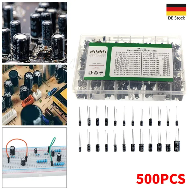 120x Elektrolyt Kondensatoren Elkos Sortiment Kit Set Arduino Raspberry Pi  –