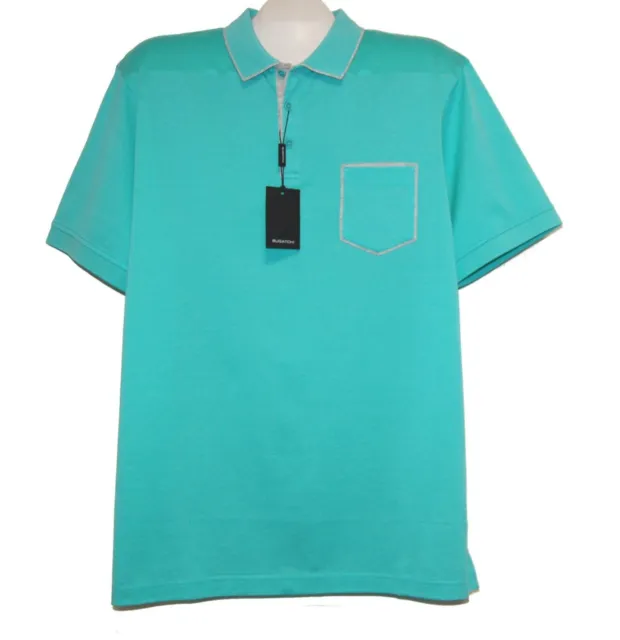 BUGATCHI TEAL GREEN Seafoam Gray lining Cotton Men's T-Shirt Polo Size ...