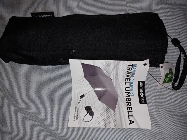 New With Tag Samsonite Flat Lightweight Travel Umbrella Black