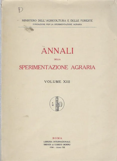 "Annali della sperimentazione agraria" di AA. VV.
