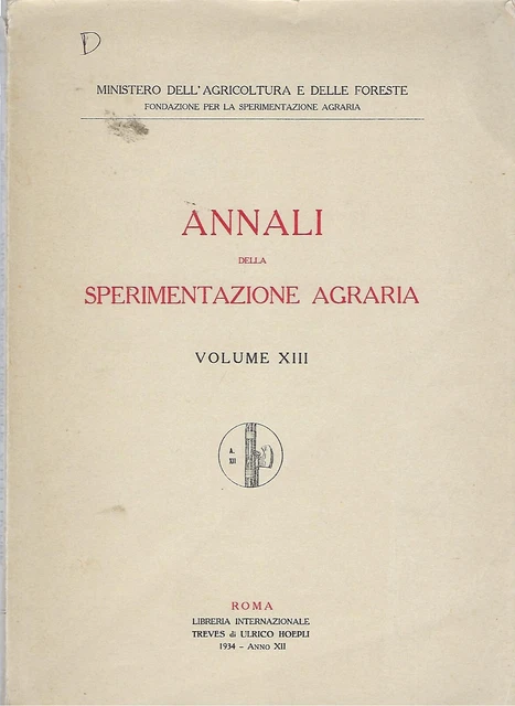 "Annali della sperimentazione agraria" di AA. VV.