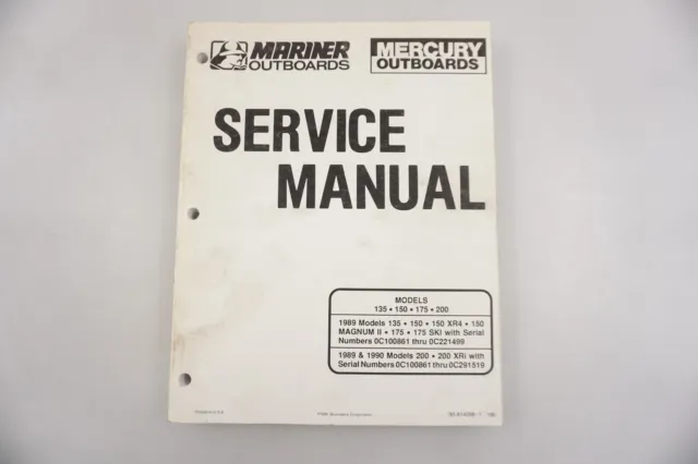 1990 Mercury Mariner Outboards 135 150 175 200 HP Service Manual 90-814098--1