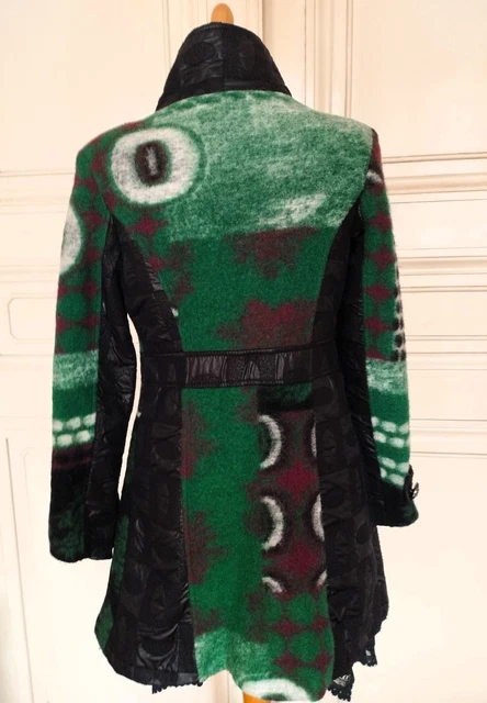 Manteau Longue Motys En Laine Et Cachemire Noir - Taille 44/XXL Femme Vintage