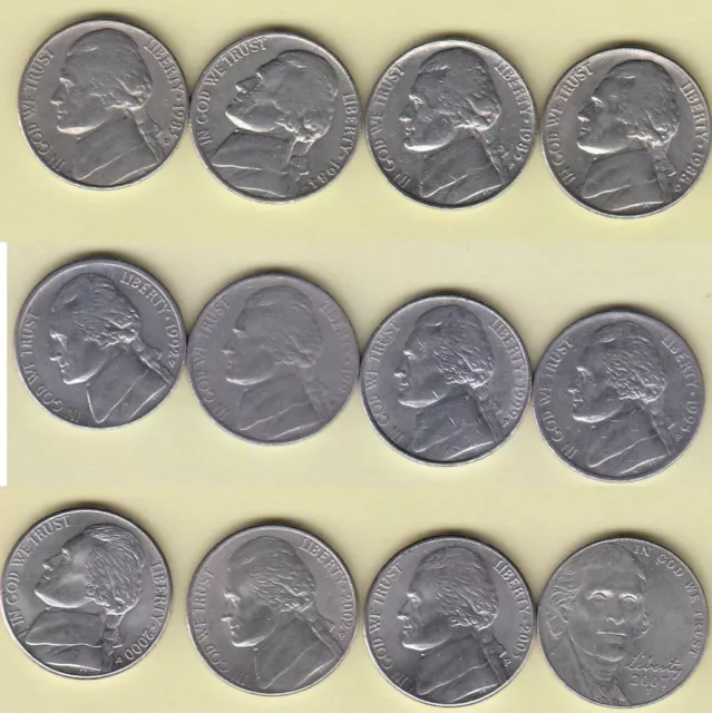 D084 Lote 12 Monedas Eeuu Diferentes Años 2