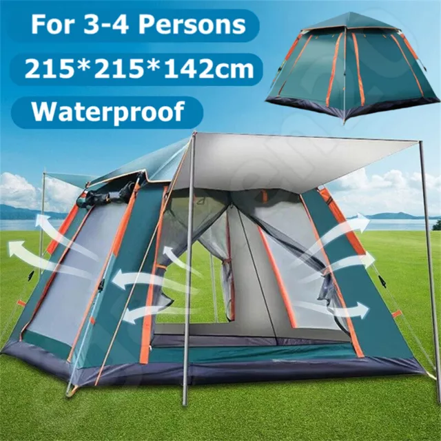 Full Automatic Instant Pop Up 4 Man Camping Tent Family Outdoor Hiking Shelter