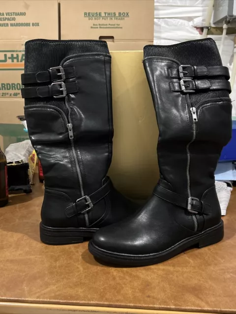 NEW White Mountain Women's Mazed Tall Boots Black Smooth Size 9m