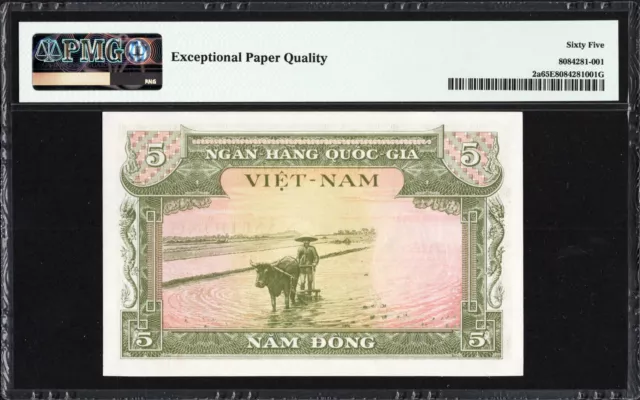 Vietnam South 5 Dong P2a 1955 PMG65 Gem UNC EPQ Banknote Note Currency VIET NAM 2