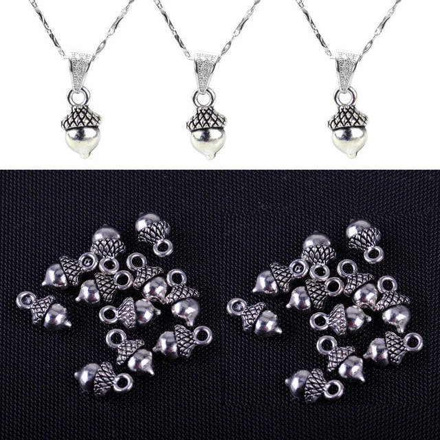 50pcs Acorn Pinecones Pendant Charms Jewelry Craft Necklace DIY Silver 13x7.5mm