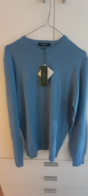 Maglione Uomo Pullover in Lana-Cashmere Tg. 50 Col. Blu. NUOVO con Etichette.