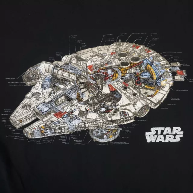 Star Wars Millenium Falcon Black Graphic Short Sleeve T-Shirt Mens Size Medium 3