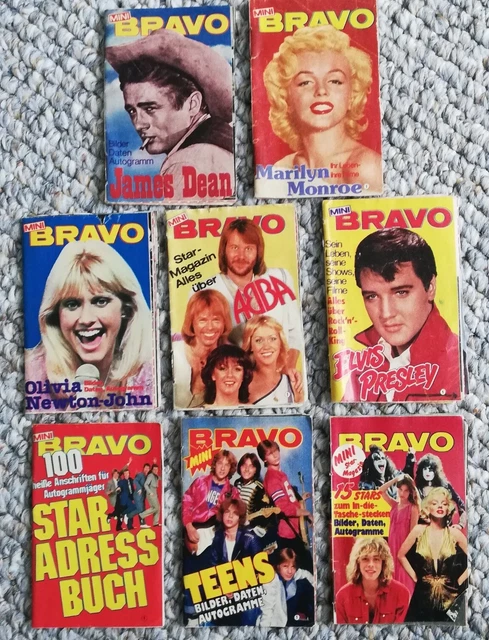Bravo,Mini,ABBA,Elvis,James Dean,O-N.John,8 Stück,selten,1980