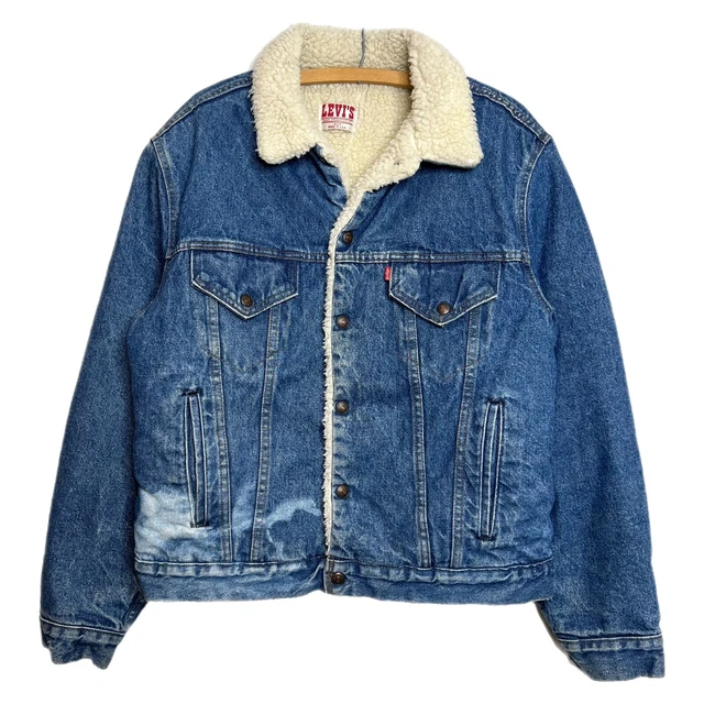 Vintage 80s Levis Authentic USA Sherpa Fleece Lined Denim Jacket 1980s