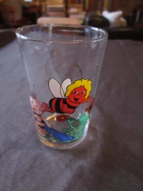 Ancien Verre A Moutarde Amora " Maya L'abeille "  Vintage 1981 Recre A2