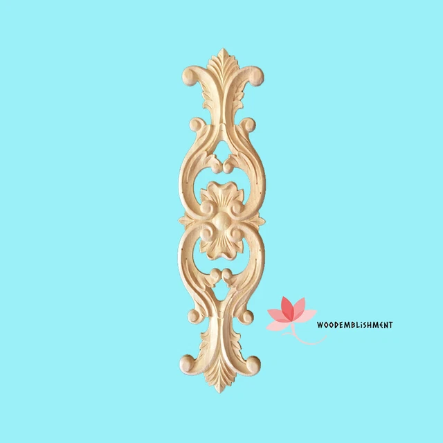 Leaf Scroll Carved Drop Wood Applique